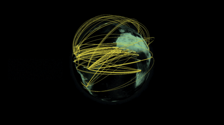 Image shows migrant routes from 43 countries to the migration pathway from the Darien Gap in Colombia to the Mexican border